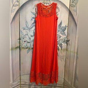 ✨Reduced✨ Sunkist Orange Cupio Maxi Dress with Lace Round Lace Hem